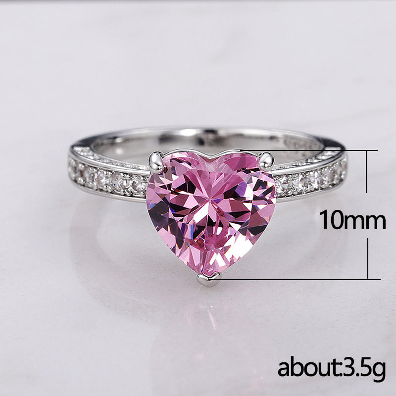 Inlaid AAA Heart-shaped Zircon Ring Af TOP