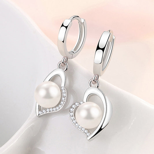 Women's Pearl Earrings Heart-shaped Geometric - Af TOP