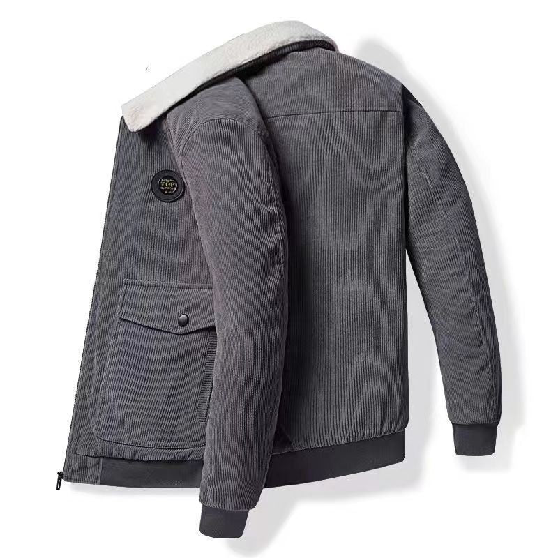 Fleece-lined Thickened Men's Coat Loose Leisure Workwear - Af TOP