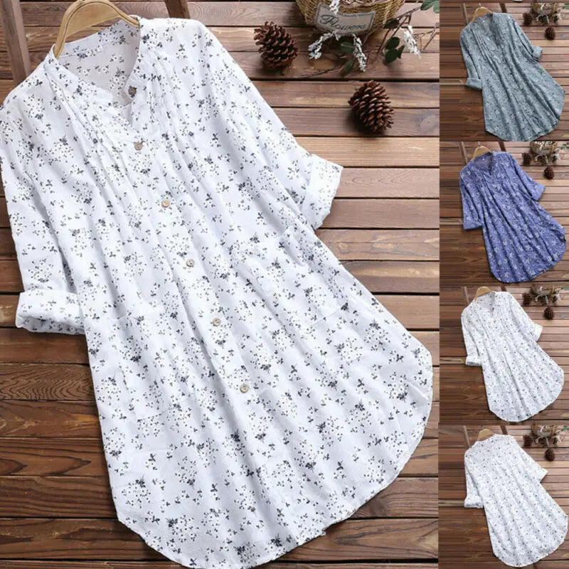 Women Loose Long Sleeve Tunic Tops Casual Blouses M-3XL Shirt Summer Elegant Blouse Streetwear Fashion New - Af TOP