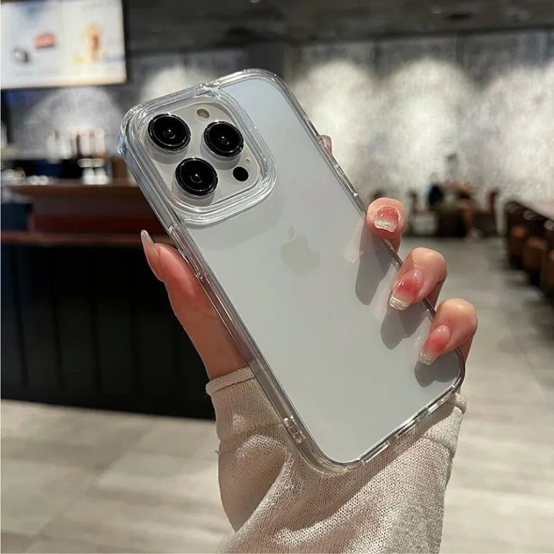Transparent Shockproof Hard Acrylic Case For iPhone 15 14 13 12 Mini 11 Pro XS Max X XR 7 8 Plus SE 2 Soft Silicone Bumper Cover - Af TOP