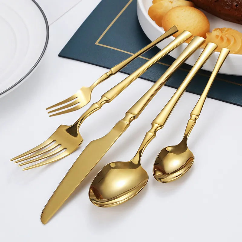 30Pcs Set Stainless Steel Tableware Knife Tea Fork Coffee Spoon Flatware Dishwasher Safe Dinner Cutlery